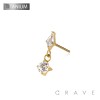 IMPLANT GRADE TITANIUM THREADLESS PUSH IN ROUND CZ DANGLE MARQUISE TOP PART